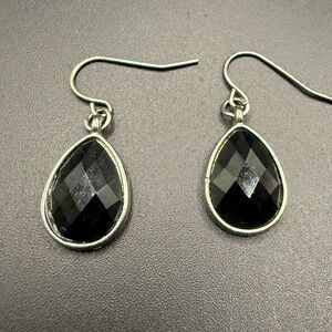 Basic Black and Silver Tone Teardrop Earrings Classic Chic